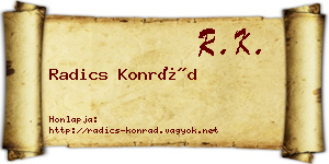 Radics Konrád névjegykártya